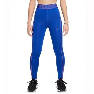 Nike Kids Royal Blue Leggings with Pink Accents